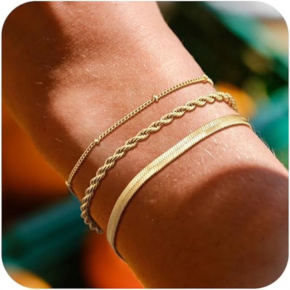 Exquisite Twist Bracelet Stainless Steel Layered Wear Snake Bones Chain