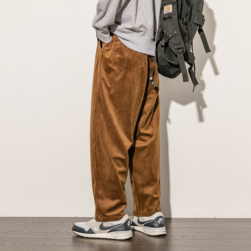 Oversized corduroy trousers – Japanese street vibe.