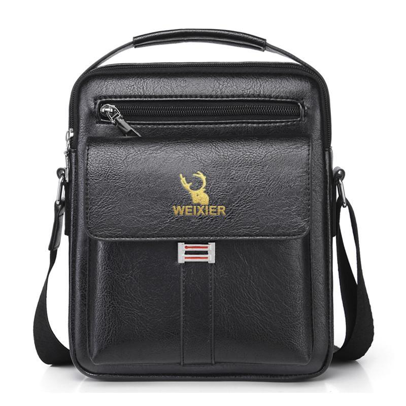 Men’s Leather Messenger Bag – Adjustable Crossbody, Metal Zipper | Business & Casual