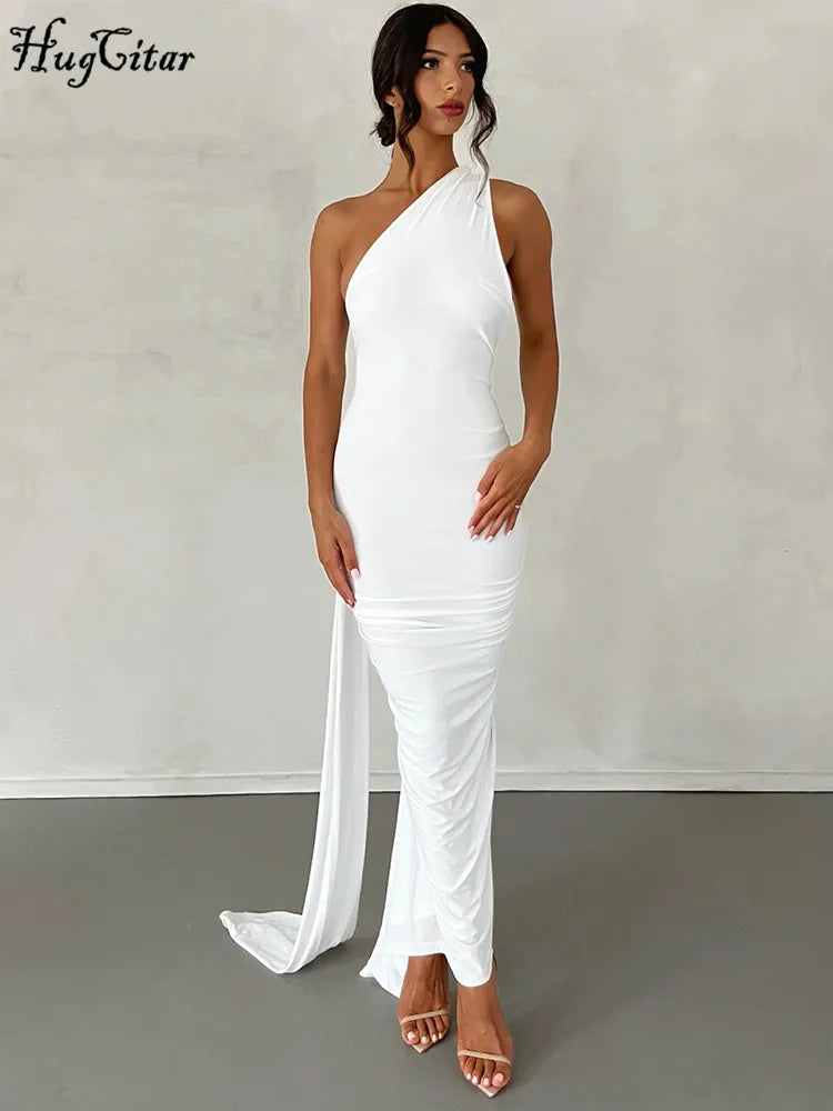 One-Shoulder Ruched Maxi Dress