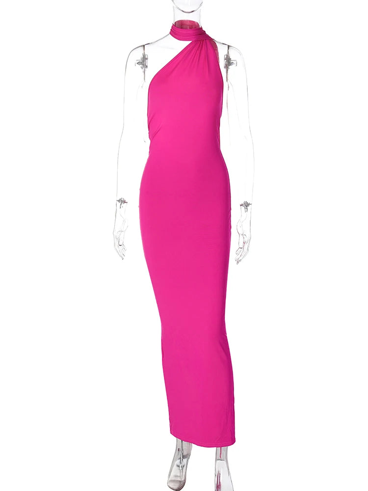 One-Shoulder Ruched Maxi Dress