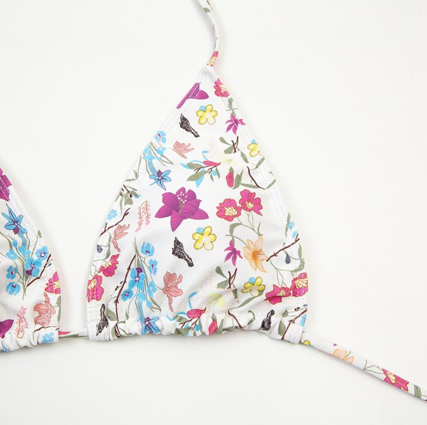 Floral Wrap Bikini Set – Triangle Top & Strappy Tie Design