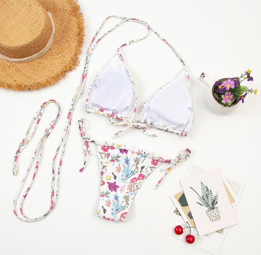 Floral Wrap Bikini Set – Triangle Top & Strappy Tie Design