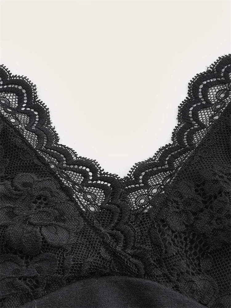 Black Lace Ruched Halter Top – Goth Y2K Streetwear