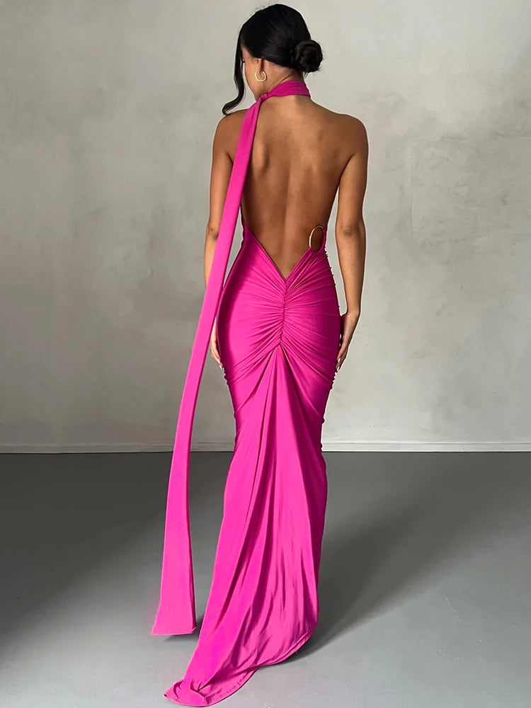 One-Shoulder Ruched Maxi Dress