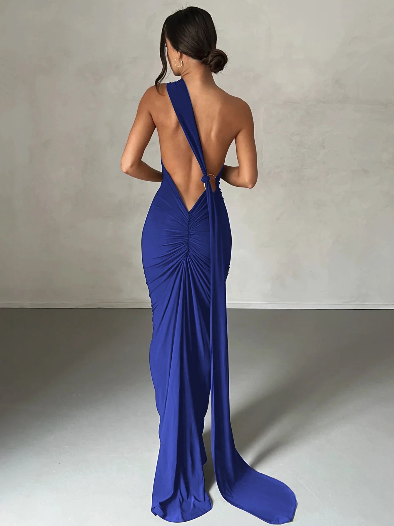 One-Shoulder Ruched Maxi Dress