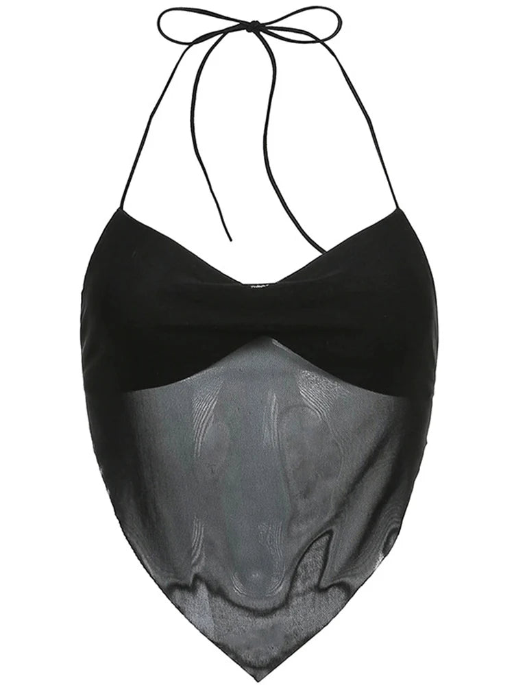 90s Inspired Mesh Halter Tee