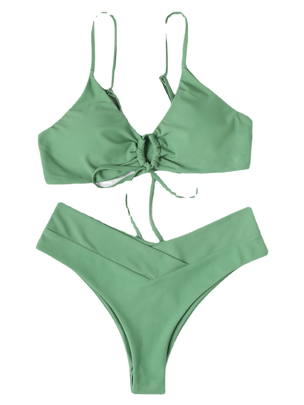 rawstring Front Bikini Set – High Waist & V-Neck | 7 Bold Colors