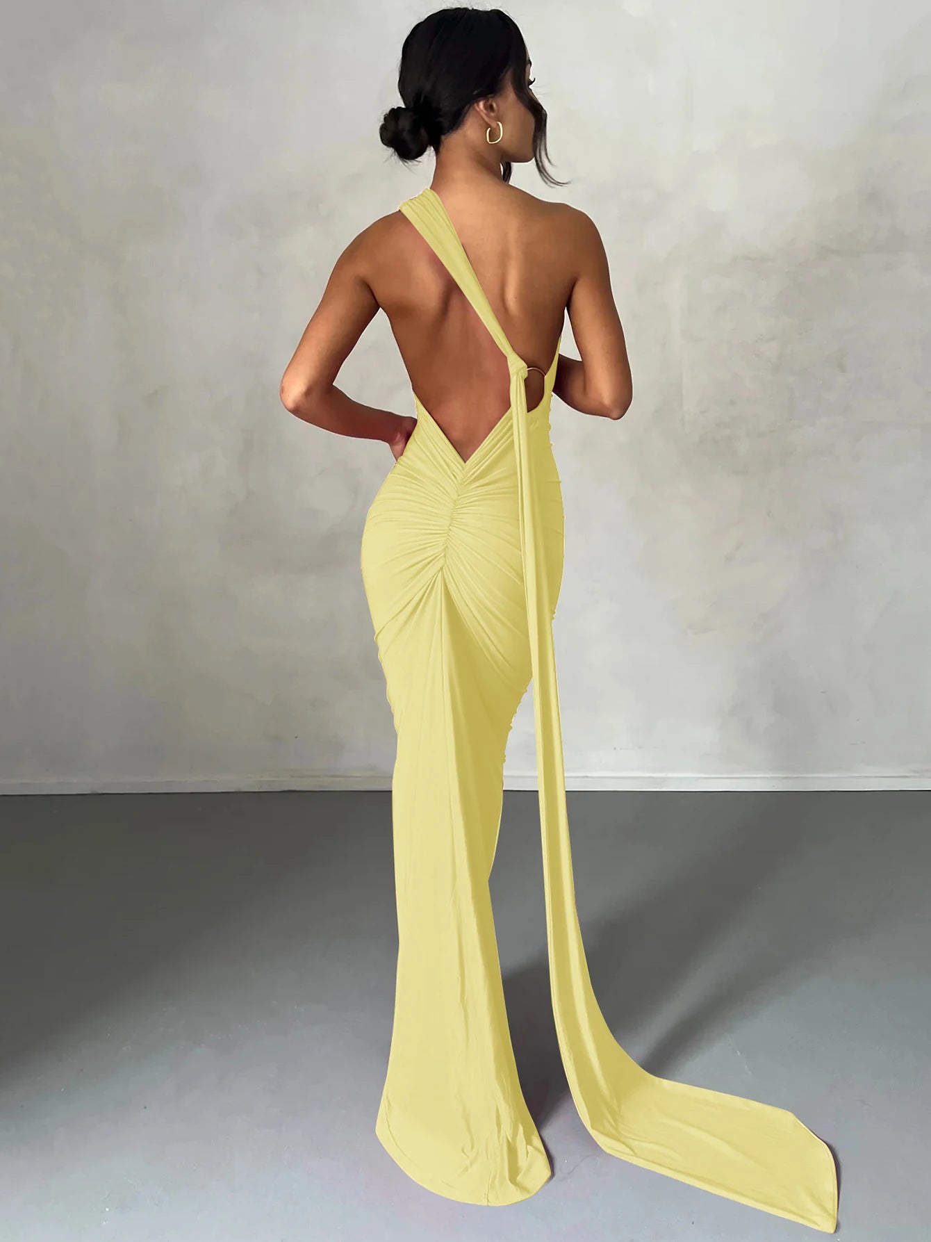 One-Shoulder Ruched Maxi Dress