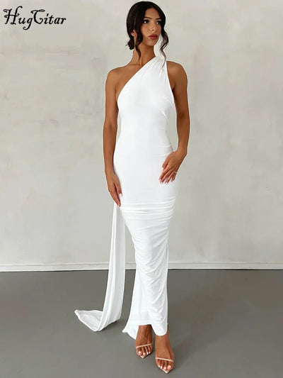 One-Shoulder Ruched Maxi Dress