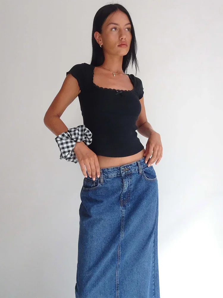 White Y2K Crop Shirt