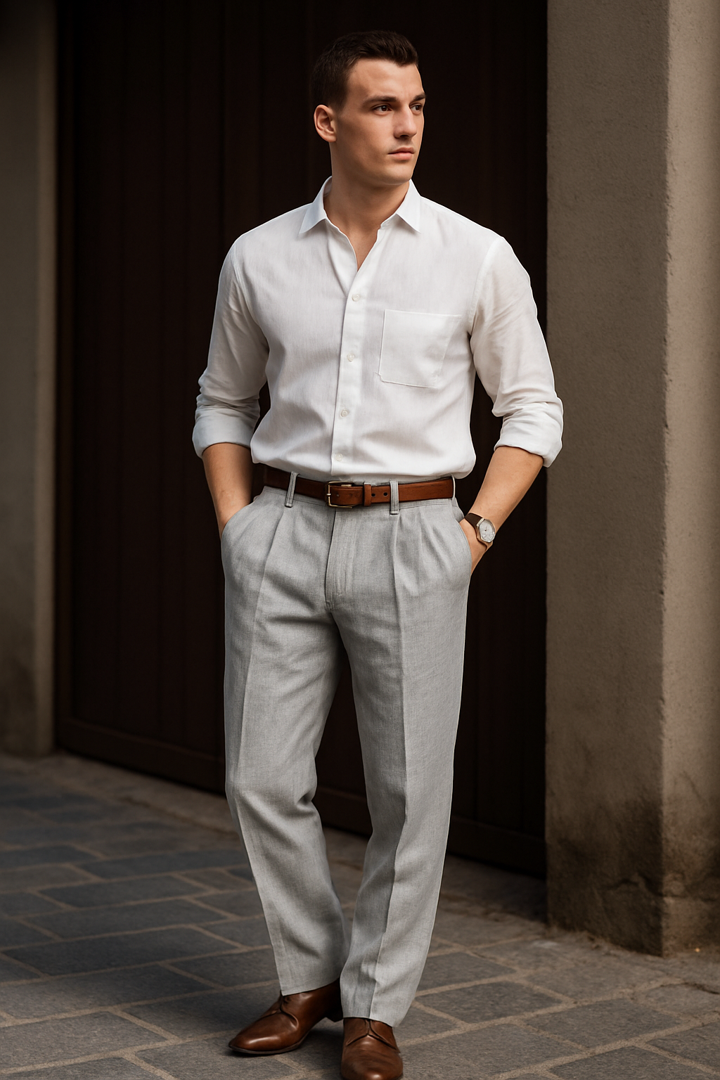 Men’s Linen Trousers – Breathable Double Pleated Straight Fit Pants | Urban Style