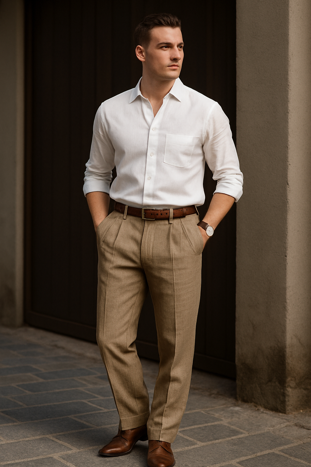 Men’s Linen Trousers – Breathable Double Pleated Straight Fit Pants | Urban Style