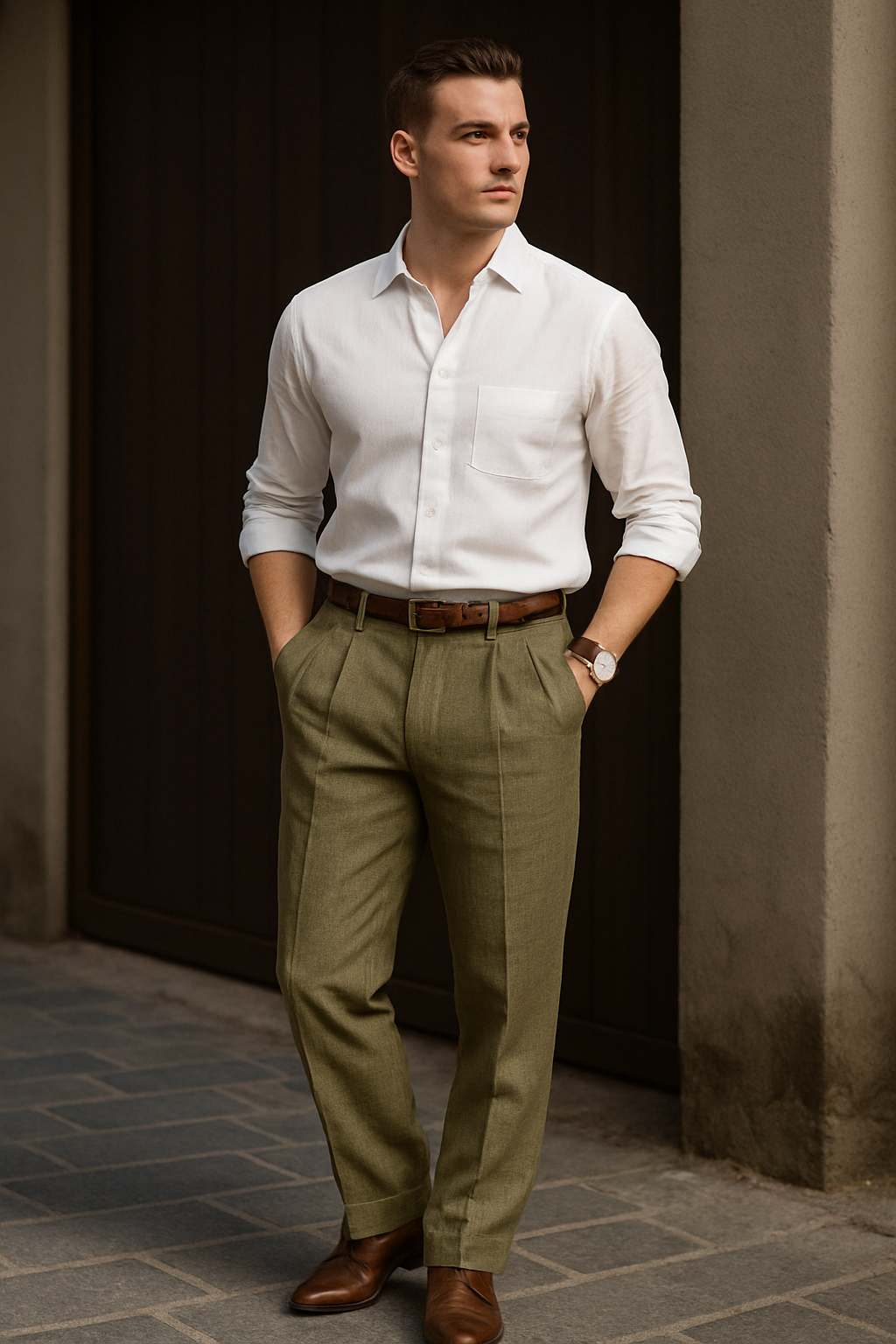 Men’s Linen Trousers – Breathable Double Pleated Straight Fit Pants | Urban Style