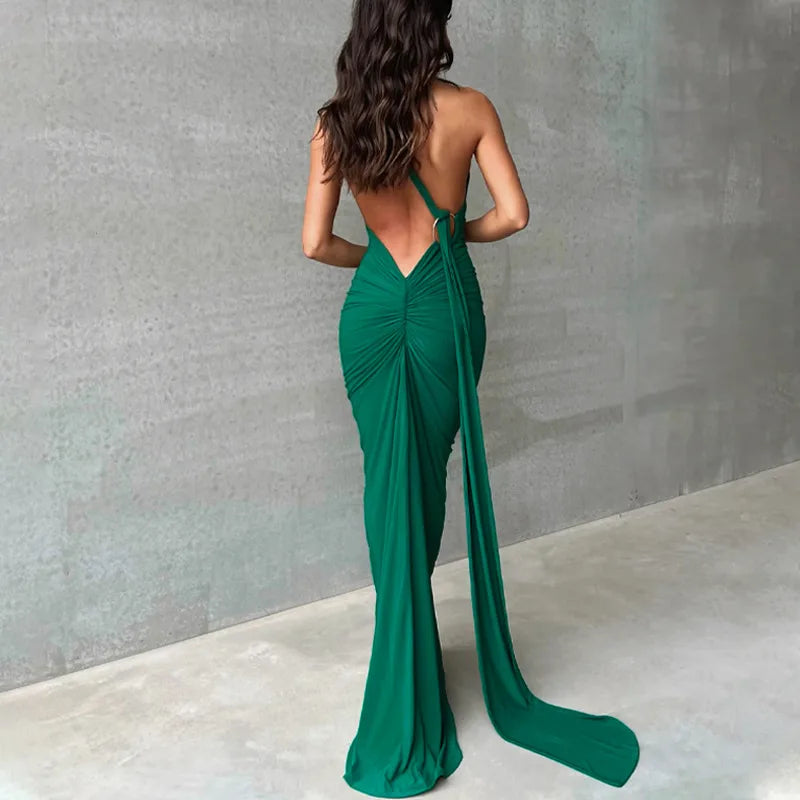 One-Shoulder Ruched Maxi Dress